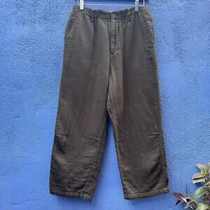 plantation by issey miyake black linen wide leg cropped pant